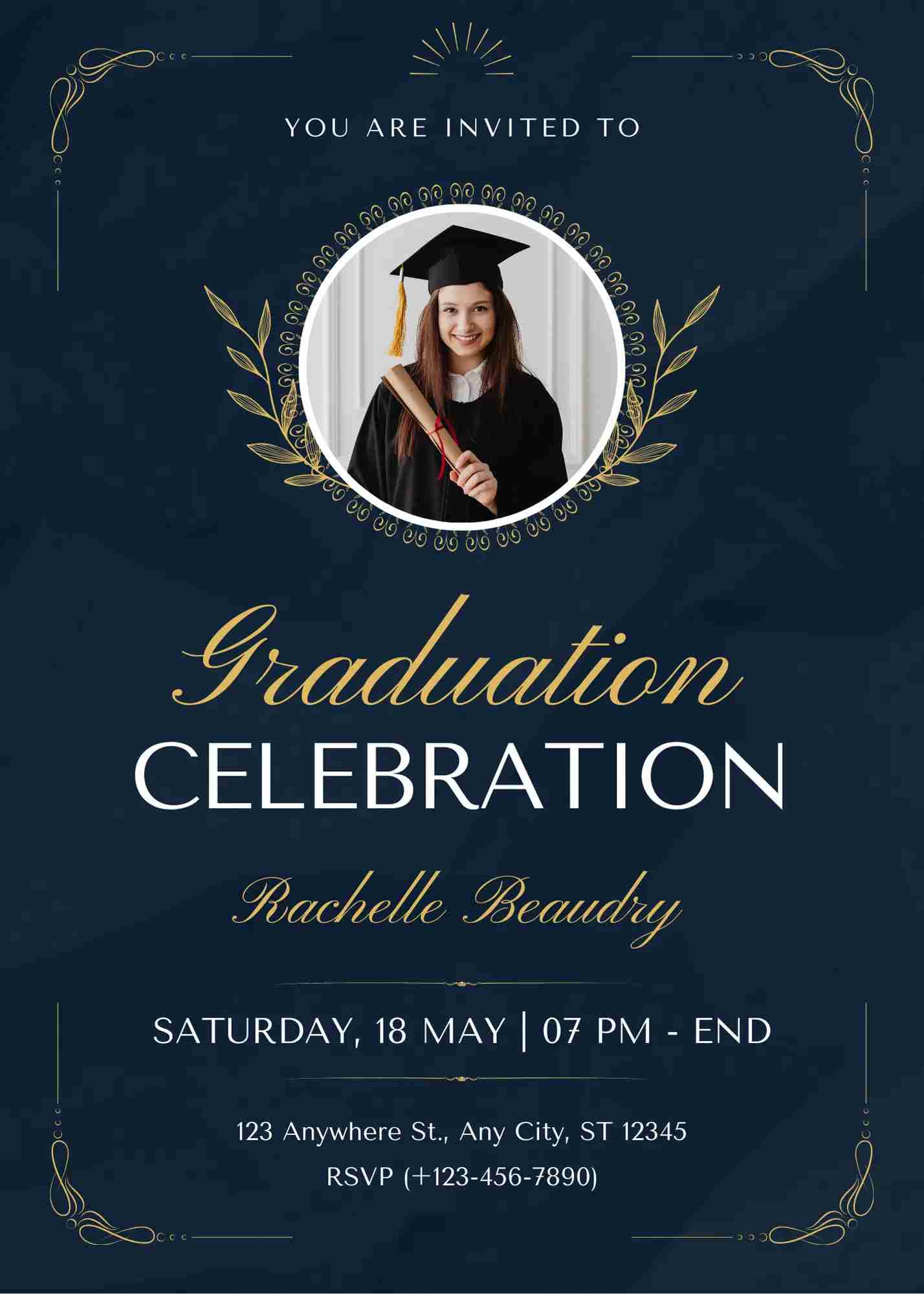 Blue & Gold Vintage Elegant Graduation background