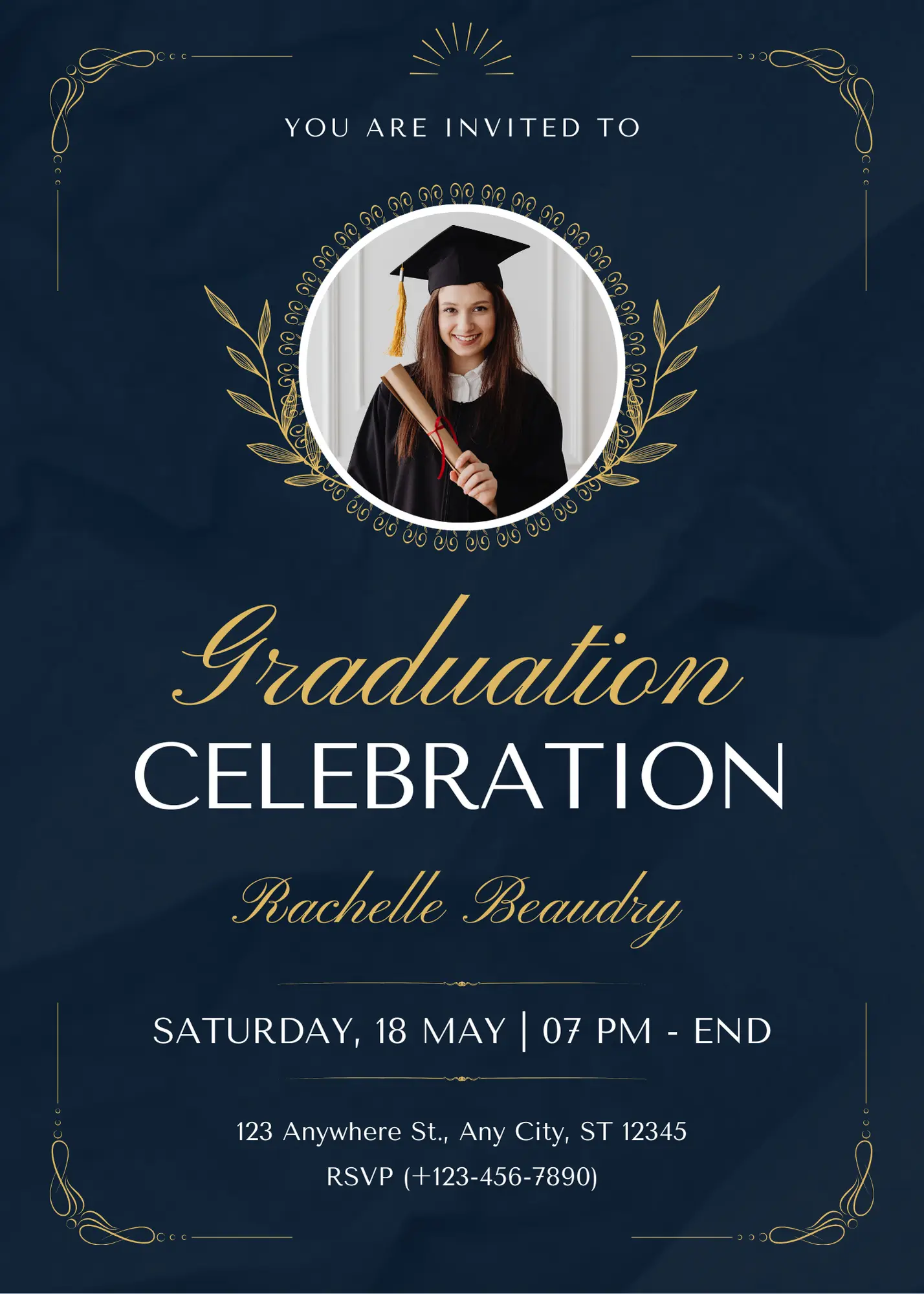Blue & Gold Vintage Elegant Graduation background