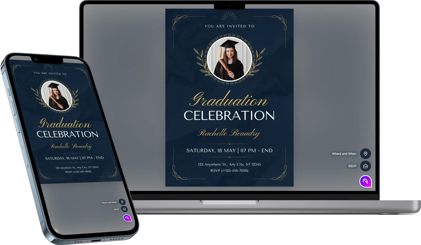 Blue & Gold Vintage Elegant Graduation