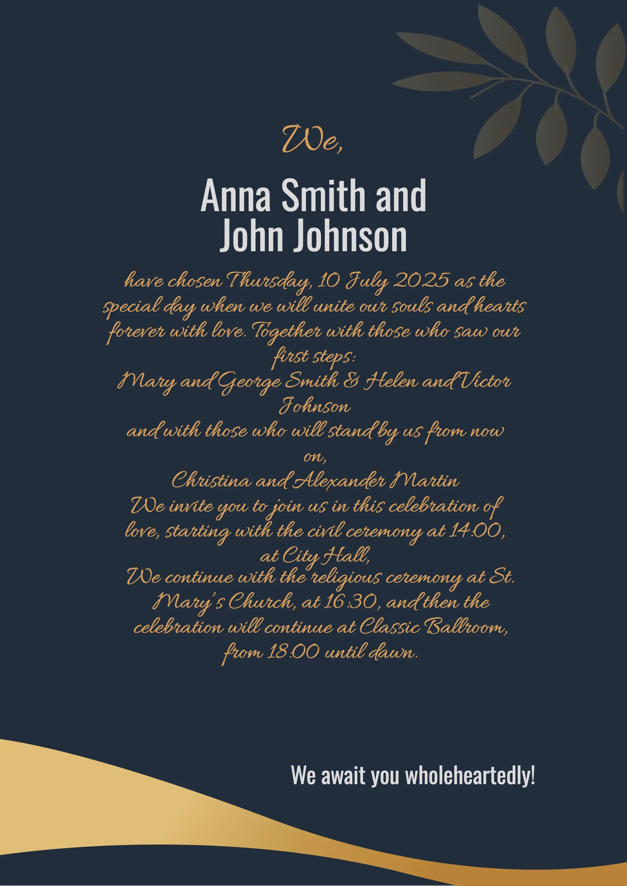 Invitation Gilded Love