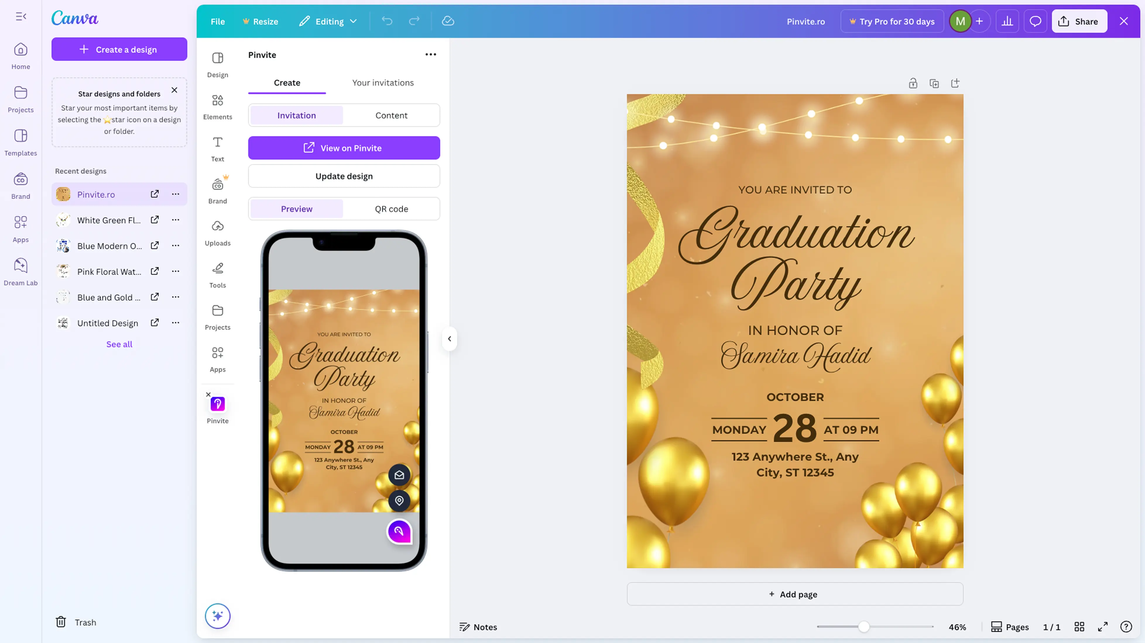 Landing page preview